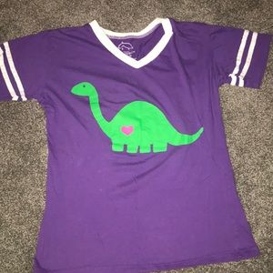 Purple Dinosaur V neck tee